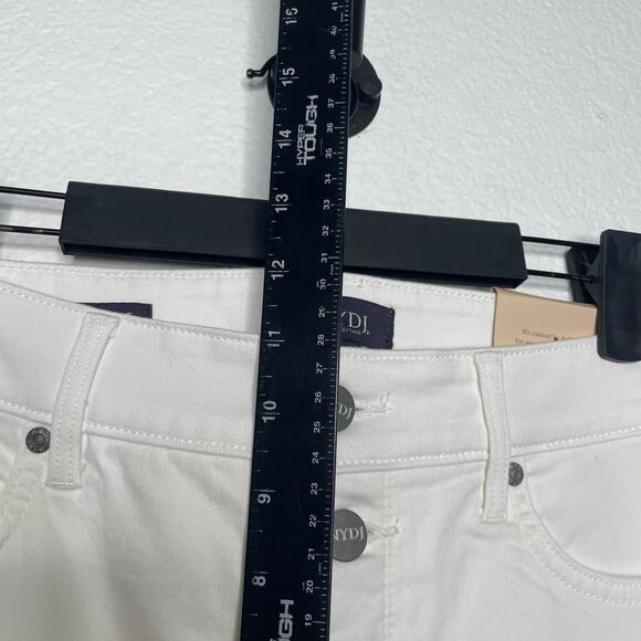 NYDJ Womens Jeans Size 12 White Marilyn Straight Ankle Mock Fly w/ Slit - Picture 6 of 15